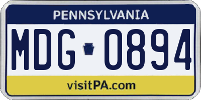 PA license plate MDG0894
