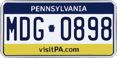 PA license plate MDG0898