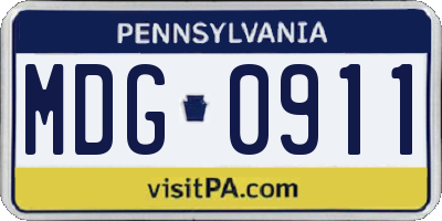 PA license plate MDG0911