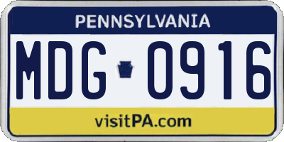 PA license plate MDG0916