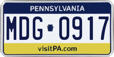 PA license plate MDG0917