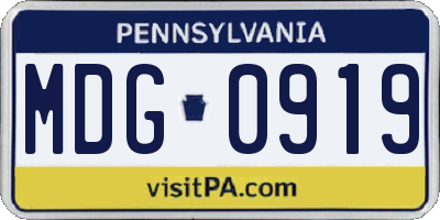 PA license plate MDG0919