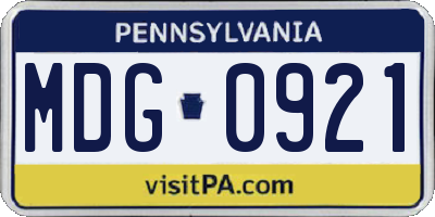 PA license plate MDG0921