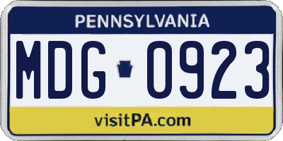 PA license plate MDG0923