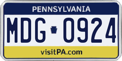 PA license plate MDG0924