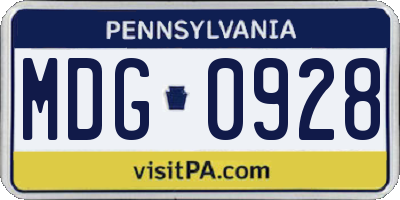 PA license plate MDG0928