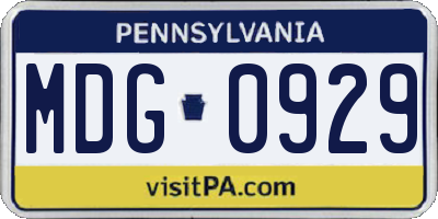 PA license plate MDG0929