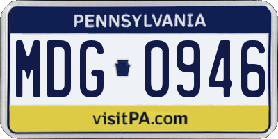 PA license plate MDG0946