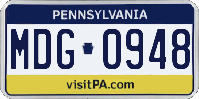PA license plate MDG0948