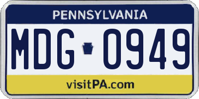 PA license plate MDG0949