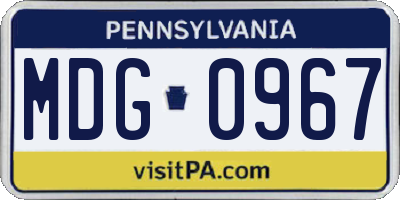 PA license plate MDG0967