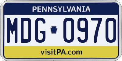 PA license plate MDG0970