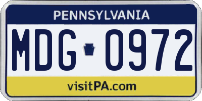 PA license plate MDG0972