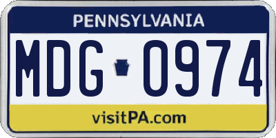 PA license plate MDG0974