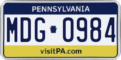 PA license plate MDG0984