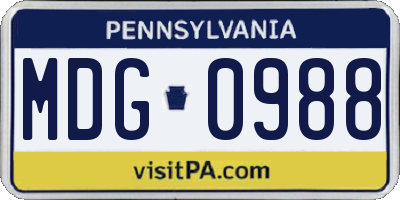 PA license plate MDG0988