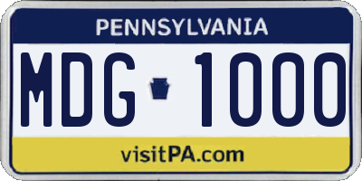 PA license plate MDG1000