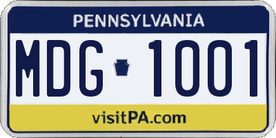 PA license plate MDG1001