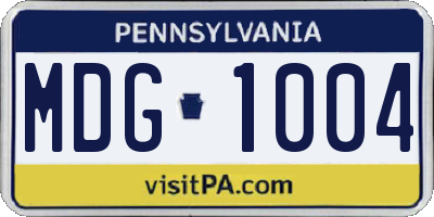 PA license plate MDG1004