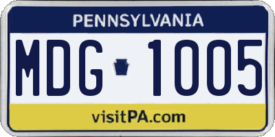 PA license plate MDG1005
