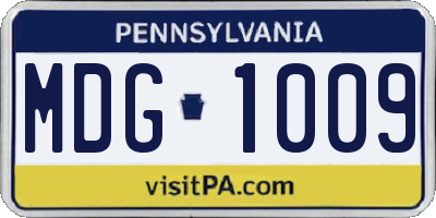 PA license plate MDG1009