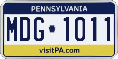 PA license plate MDG1011
