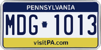 PA license plate MDG1013
