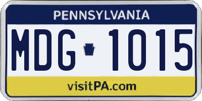 PA license plate MDG1015