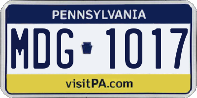 PA license plate MDG1017