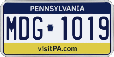 PA license plate MDG1019