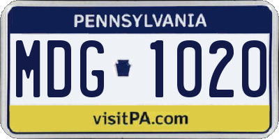 PA license plate MDG1020