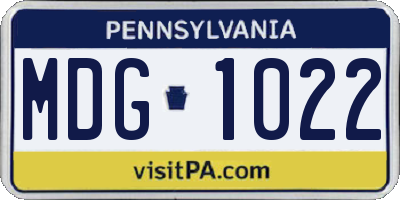 PA license plate MDG1022