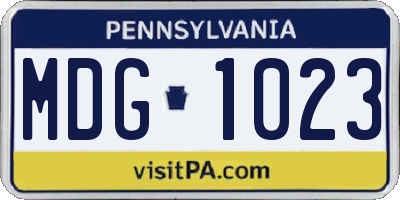 PA license plate MDG1023