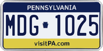 PA license plate MDG1025