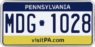 PA license plate MDG1028