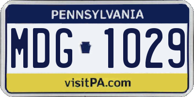 PA license plate MDG1029