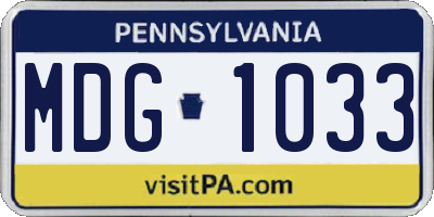 PA license plate MDG1033
