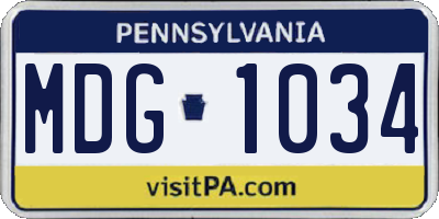PA license plate MDG1034