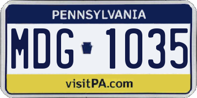 PA license plate MDG1035