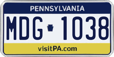 PA license plate MDG1038