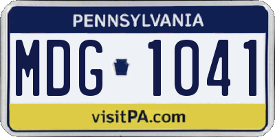 PA license plate MDG1041
