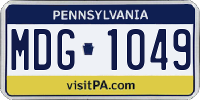 PA license plate MDG1049