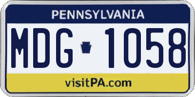 PA license plate MDG1058