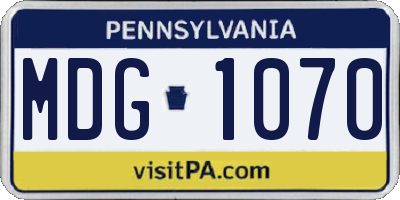 PA license plate MDG1070