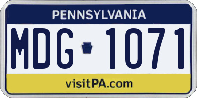 PA license plate MDG1071