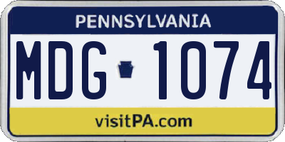 PA license plate MDG1074