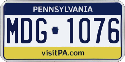 PA license plate MDG1076