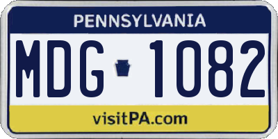 PA license plate MDG1082
