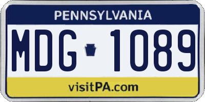 PA license plate MDG1089