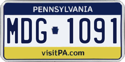 PA license plate MDG1091